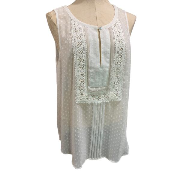 Black Rainn Tops - Large Black Rainn Womens Sheer White Sleeveless Blouse Lace